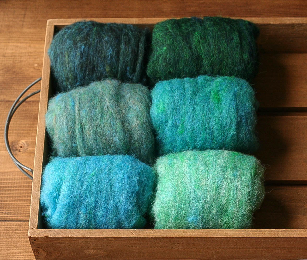 Shades of the Sea - Carded Wool Batts Sampler for Needle Felting