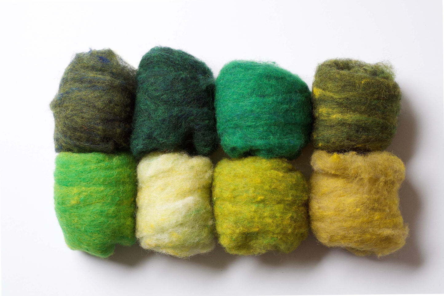 Fields of Green - Carded Wool Batt Sampler for Needle Felting and Wet Felting