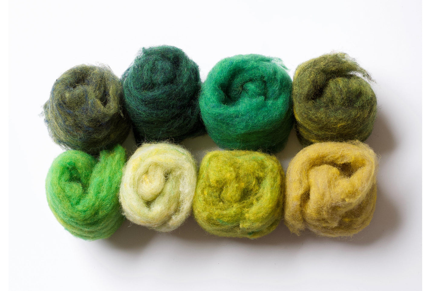 Fields of Green - Carded Wool Batt Sampler for Needle Felting and Wet Felting