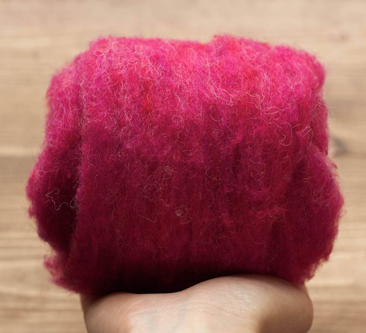 Raspberry Needle Felting Wool, Wool Batting, Batts, Wet Felting, Spinning, Dyed Felting Wool, Fuchsia, Berry, Fiber Art Supplies