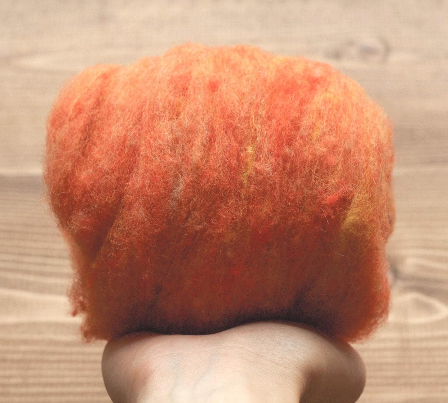 Harvest Moon Orange Carded Wool Batting for Needle Felting, Wet Felting, Spinning - 1 oz.