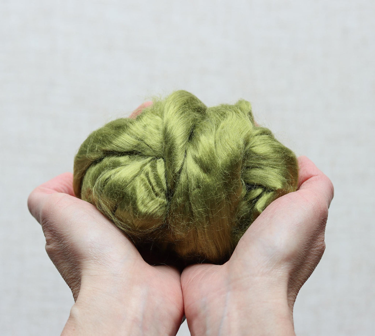 Asparagus Green Viscose Roving for Wet Felting, Needle Felting, and Spinning - 1 oz.