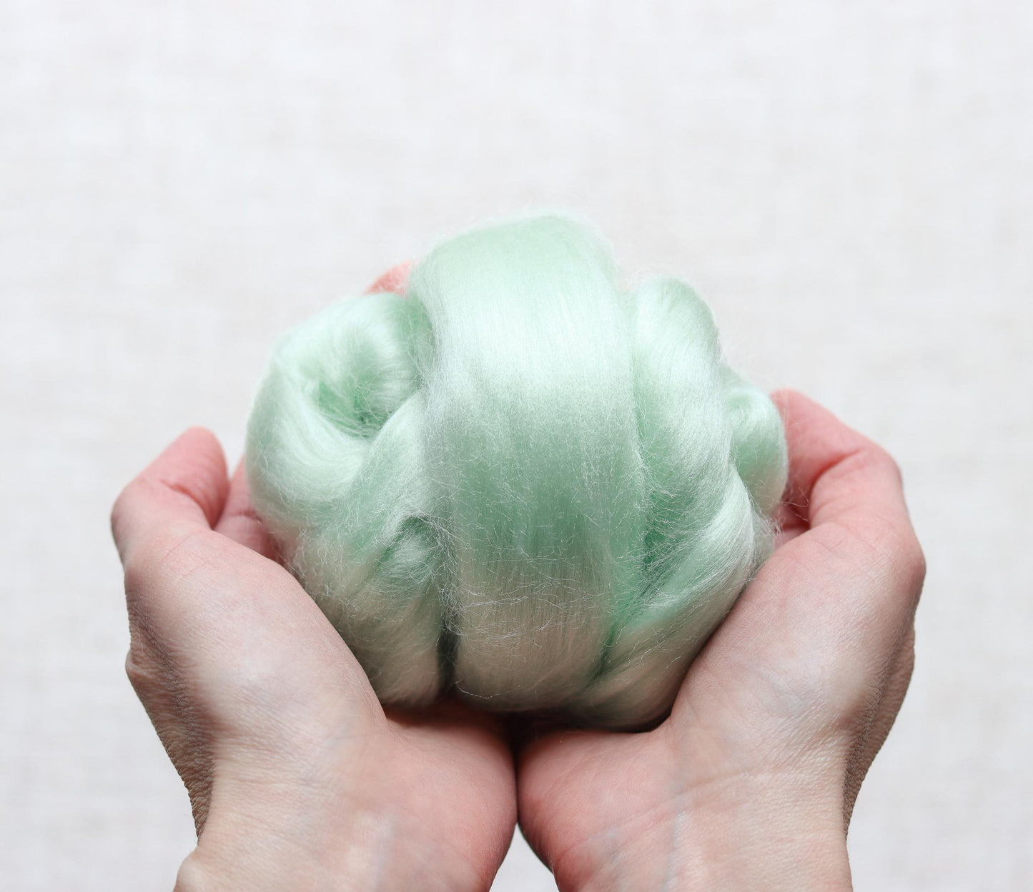 Lily of the Valley Green Viscose Roving for Wet Felting, Needle Felting, and Spinning - 1 oz.