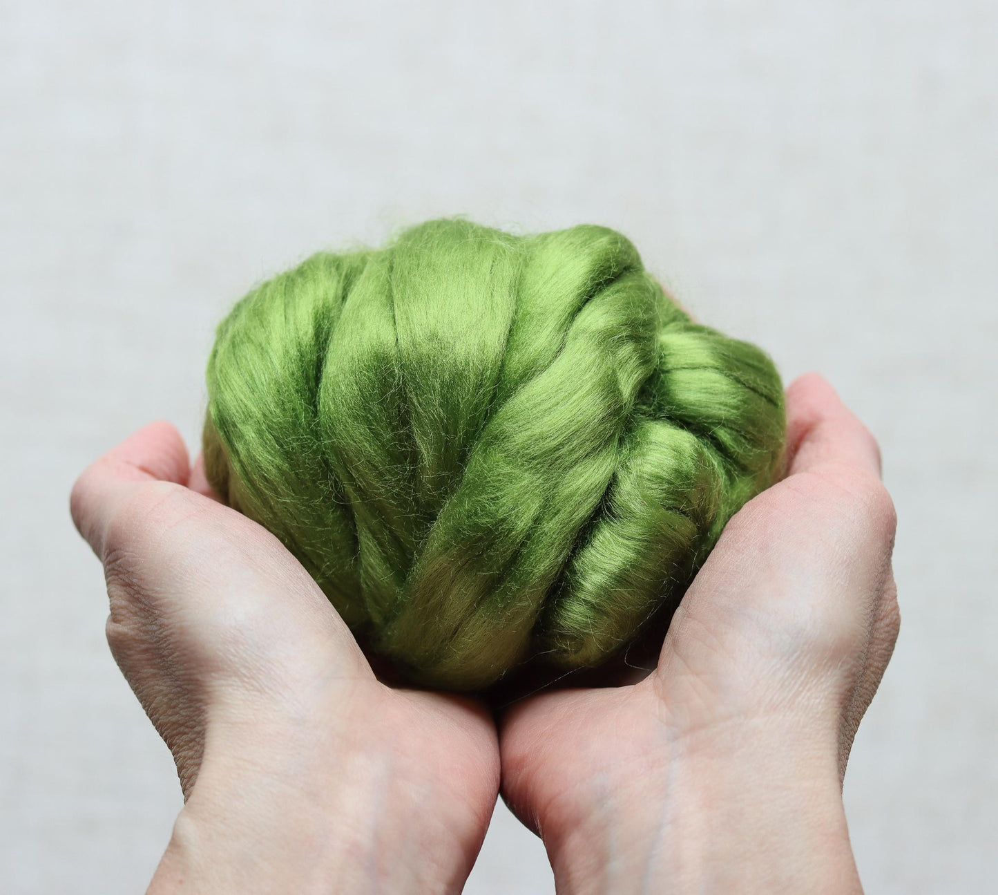 Leaf Green Viscose Roving for Wet Felting, Needle Felting, and Spinning - 1 oz.