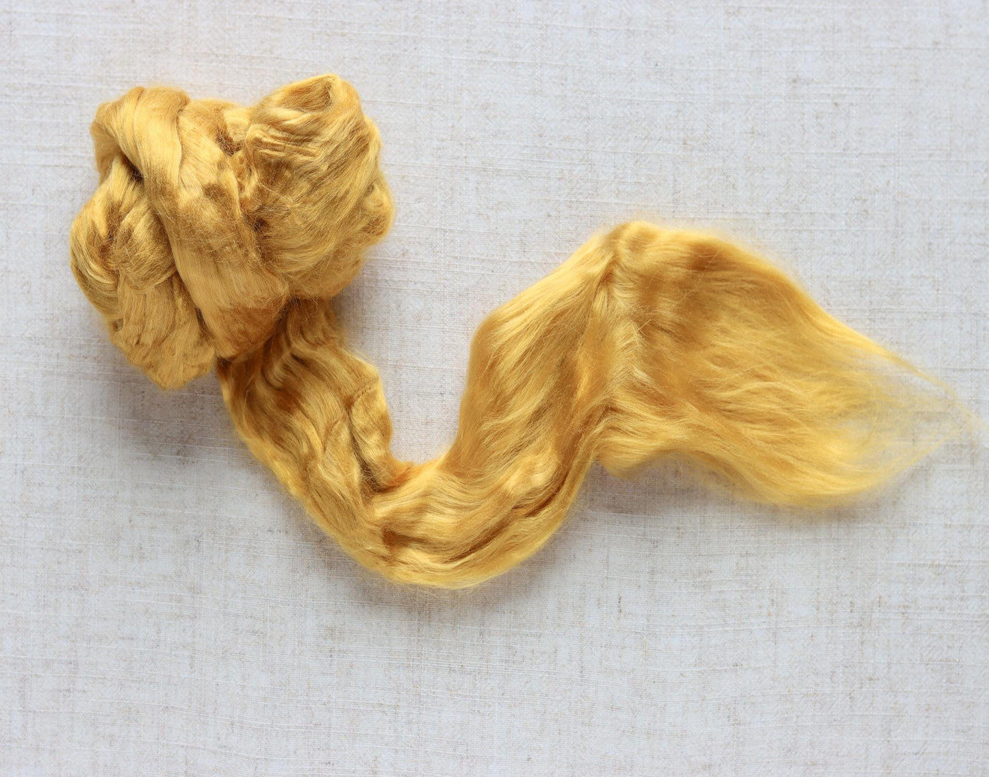 Honey Yellow Viscose Roving for Wet Felting, Needle Felting, and Spinning - 1 oz.