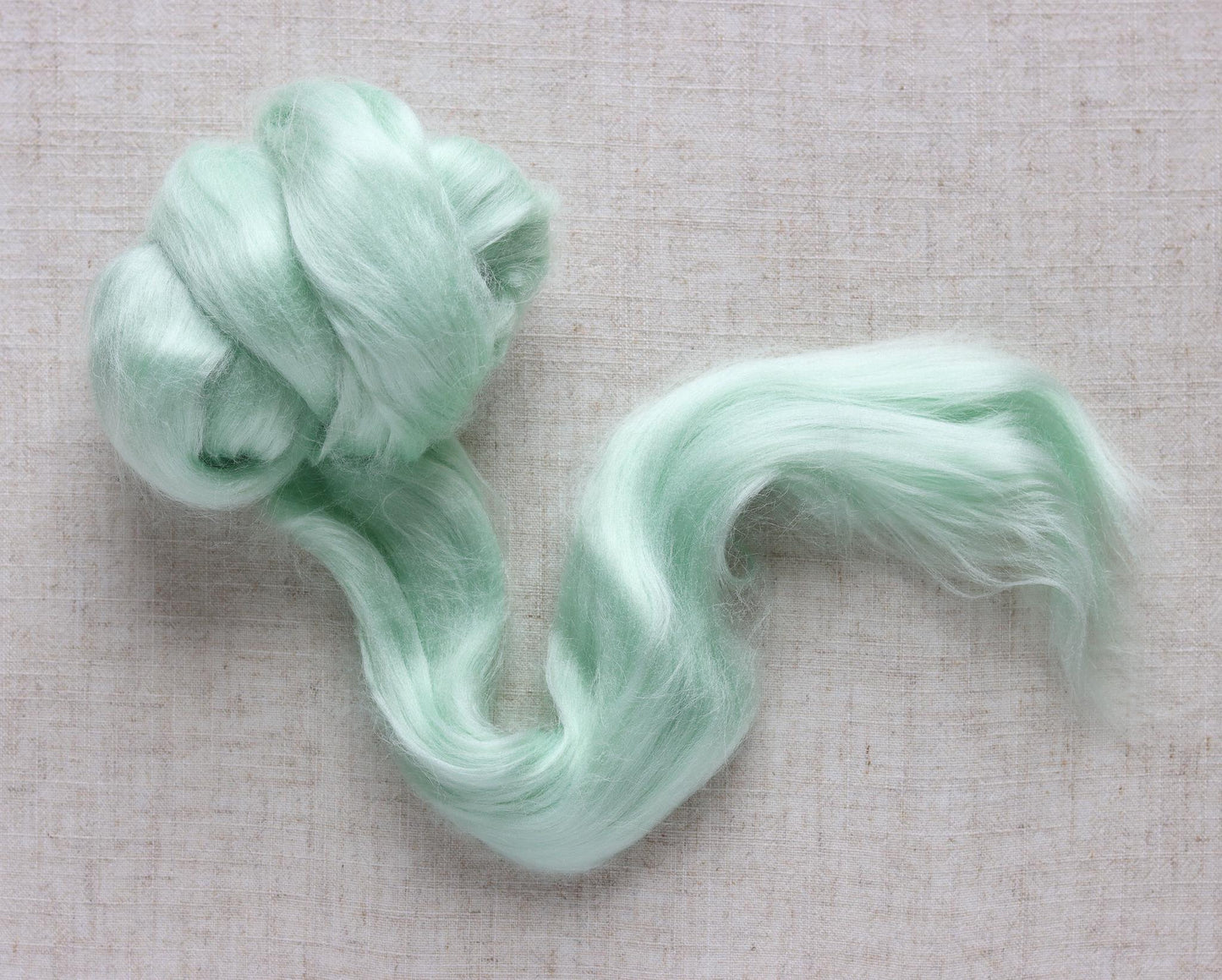 Lily of the Valley Green Viscose Roving for Wet Felting, Needle Felting, and Spinning - 1 oz.