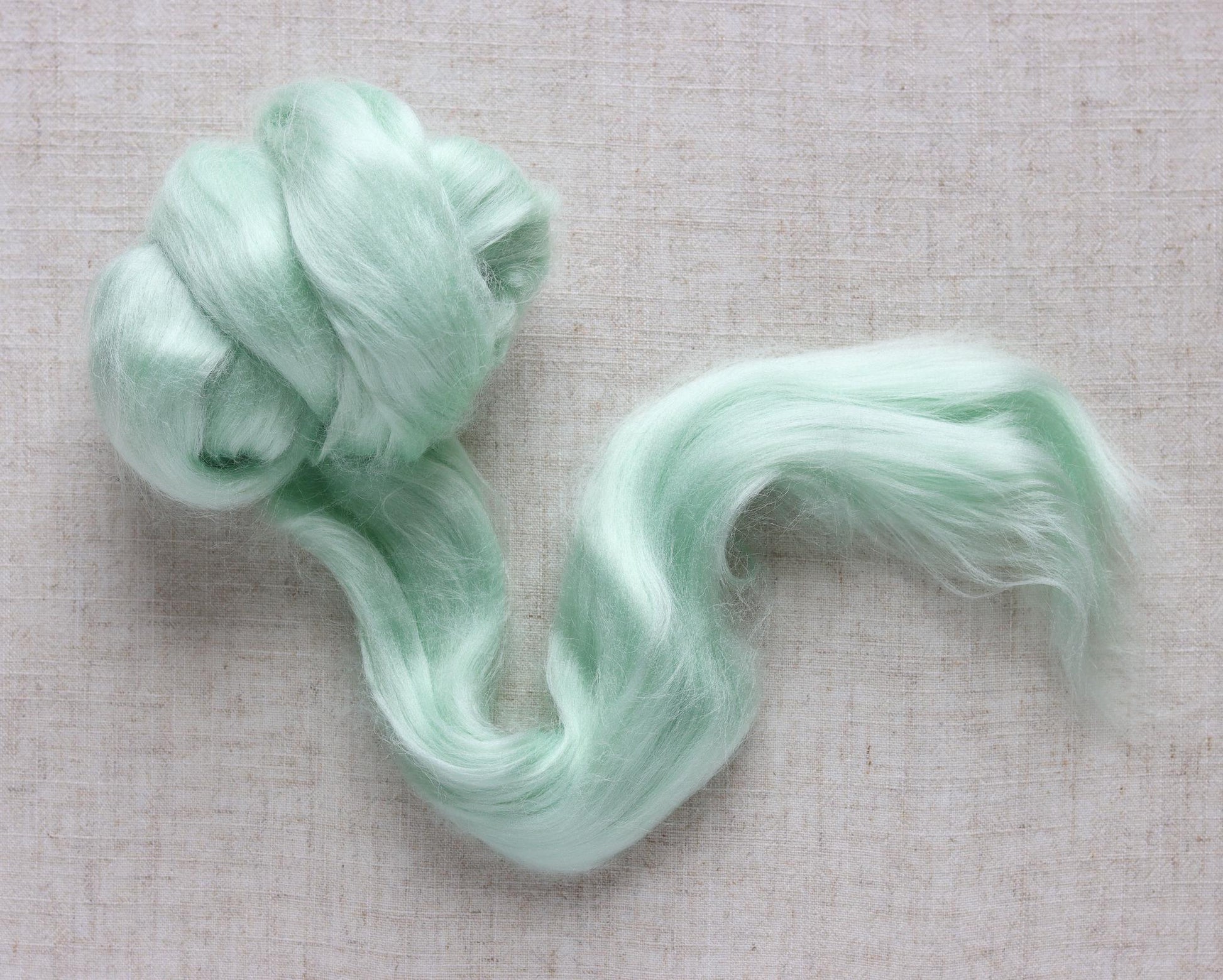 Lily of the Valley Green Viscose Roving for Wet Felting, Needle Felting, and Spinning - 1 oz.