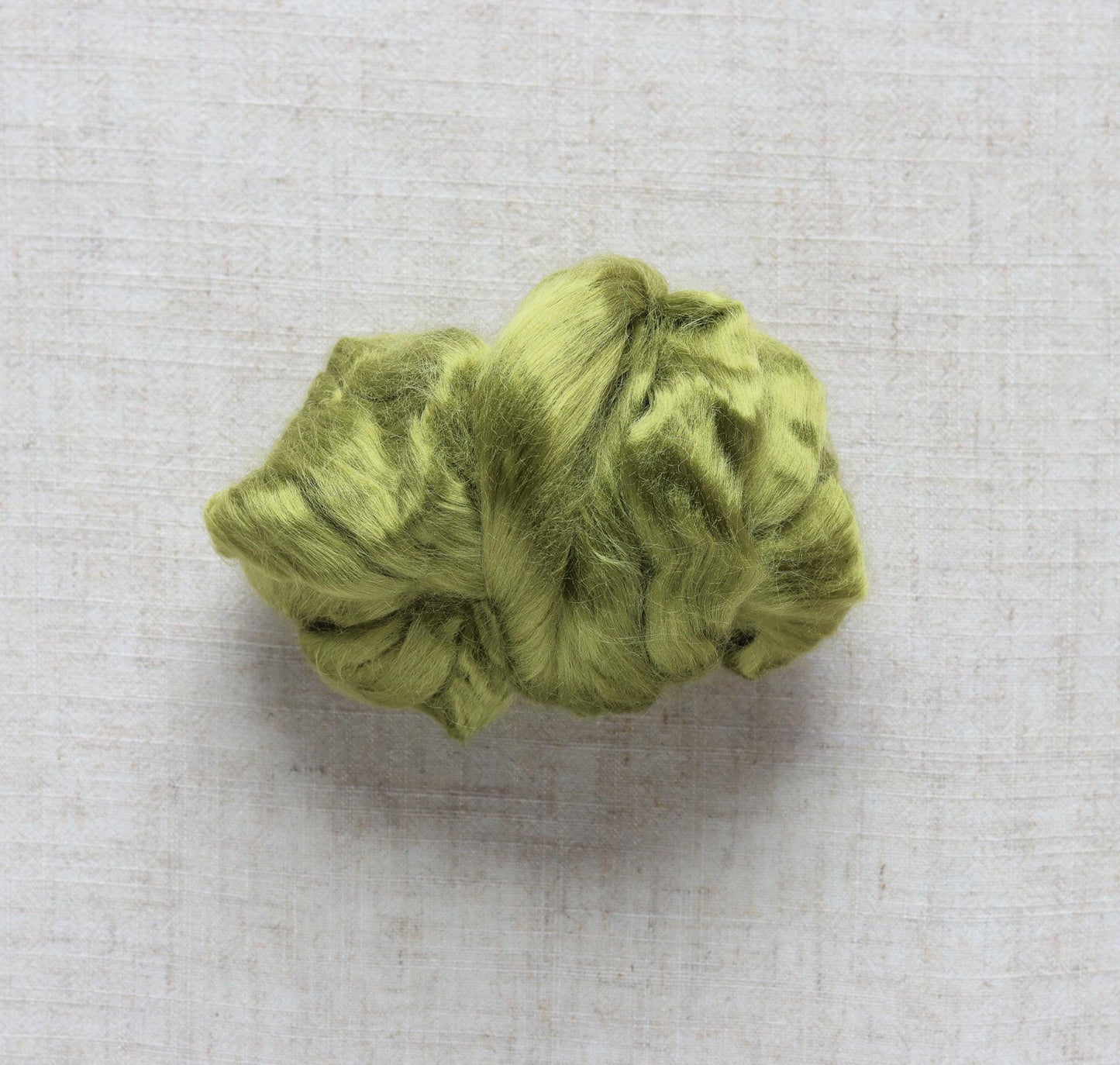 Asparagus Green Viscose Roving for Wet Felting, Needle Felting, and Spinning - 1 oz.