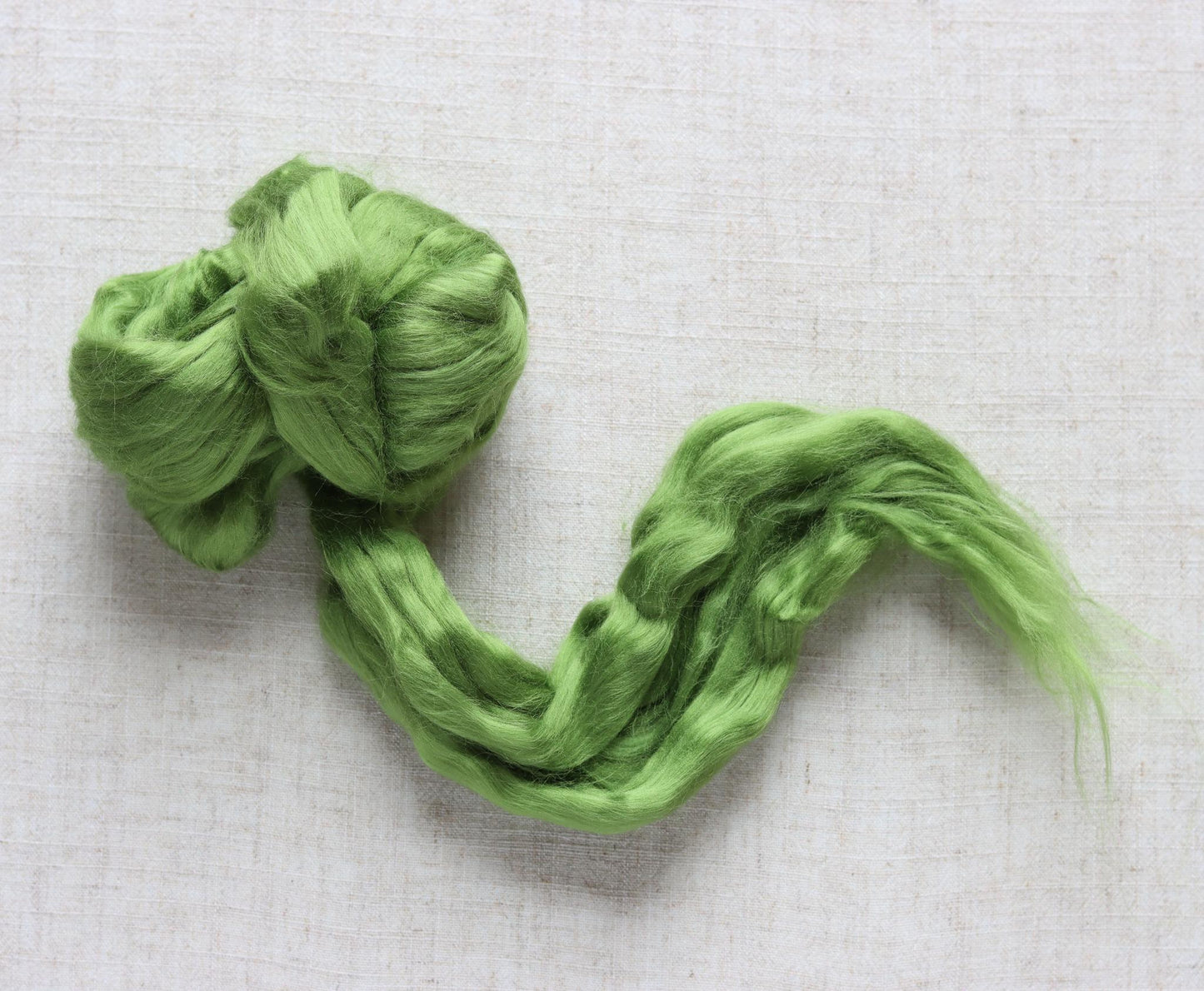 Leaf Green Viscose Roving for Wet Felting, Needle Felting, and Spinning - 1 oz.