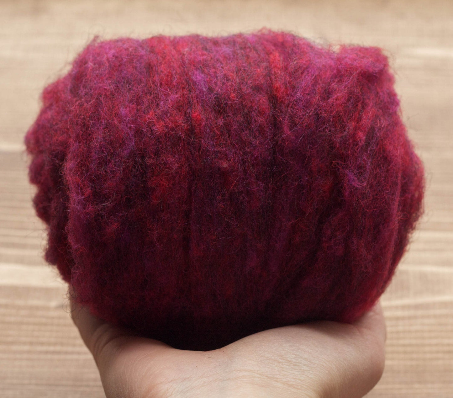 Black Cherry Needle Felting Wool, Wool Batting, Batts, Wet Felting, Spinning, Dyed Felting Wool, Maroon, Dark Magenta, Fiber Art Supplies
