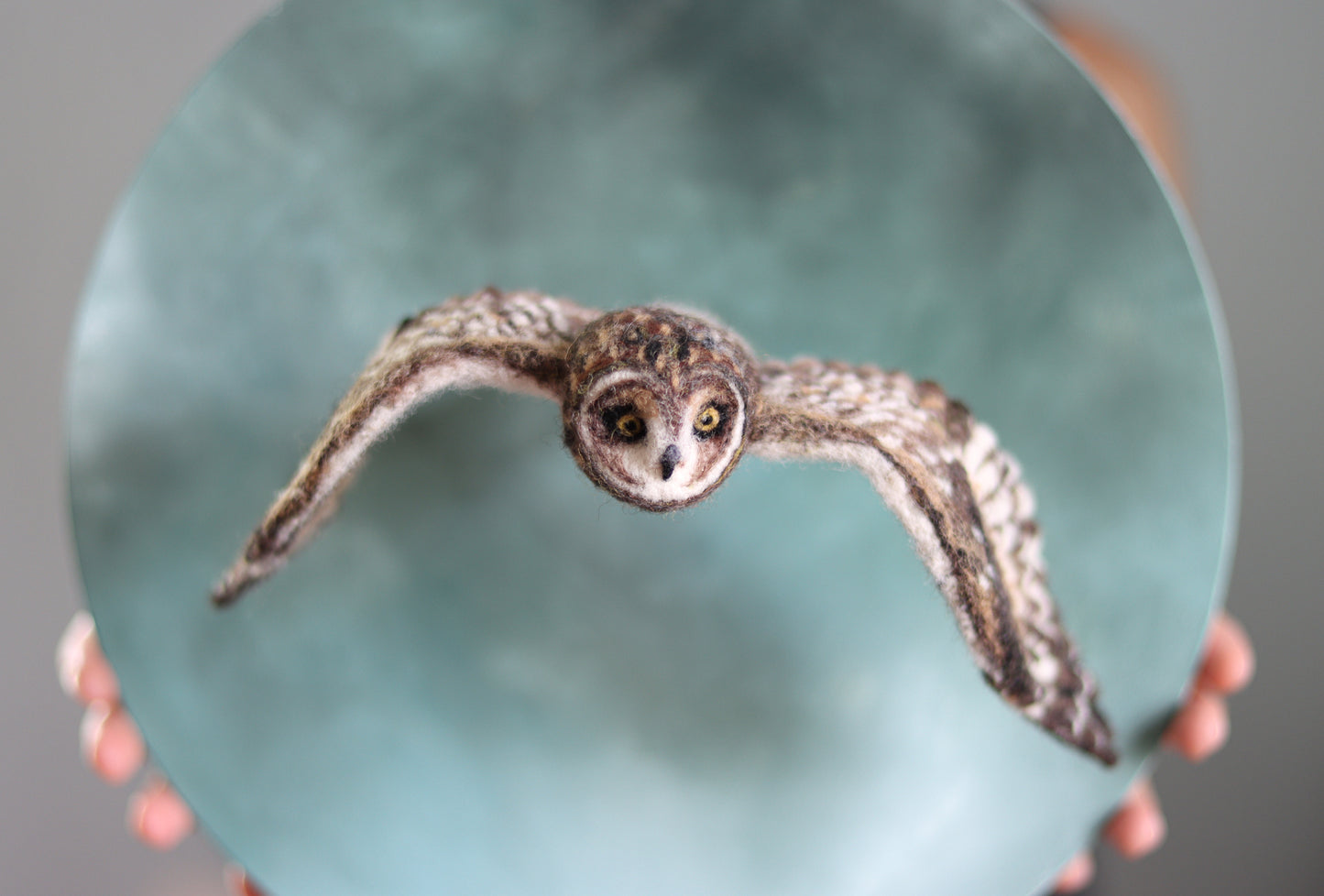 Short-eared Owl Original Needle Felted Sculpture