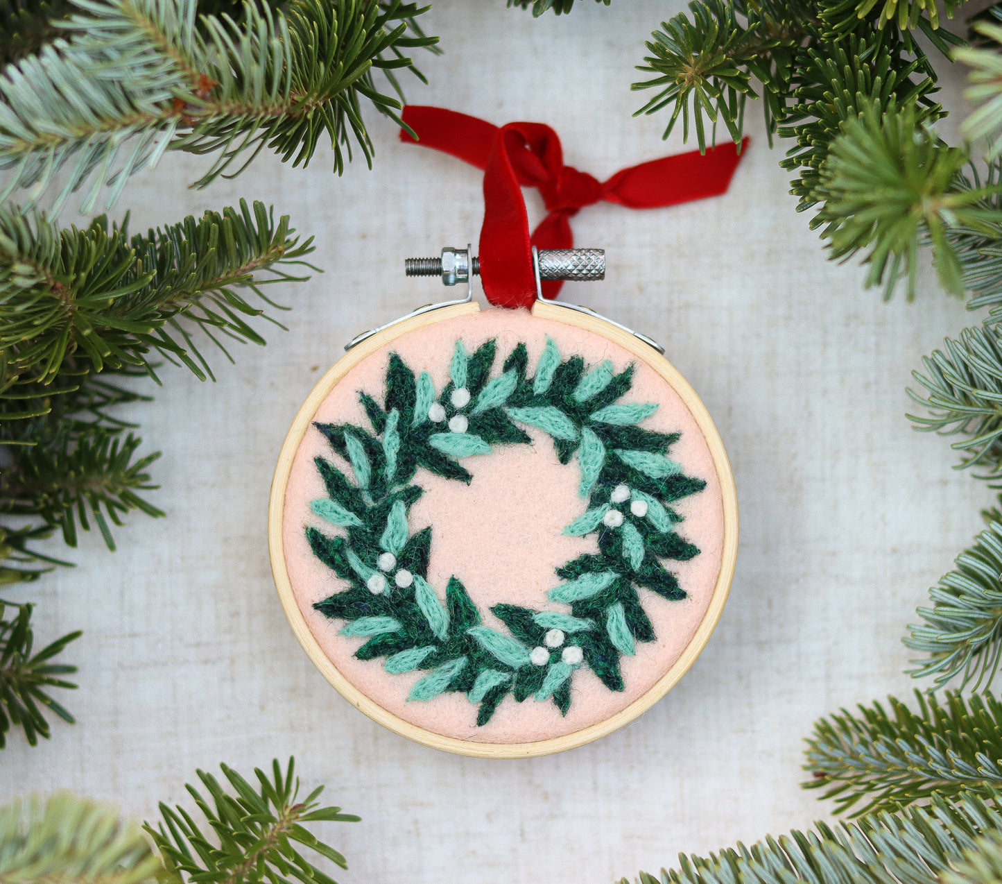 Needle Felted Wreath Ornament