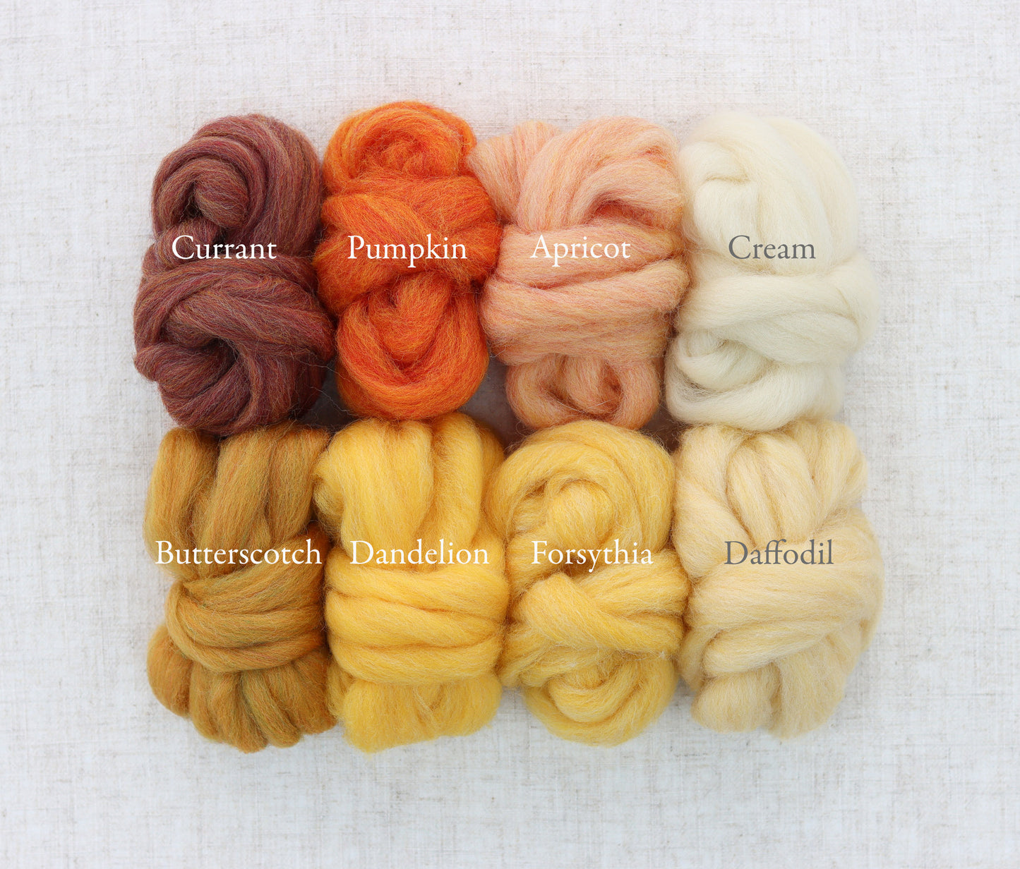 Oranges and Yellows Wool Roving Sampler