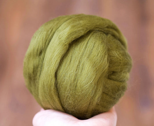 Olive Green - Merino Wool Roving