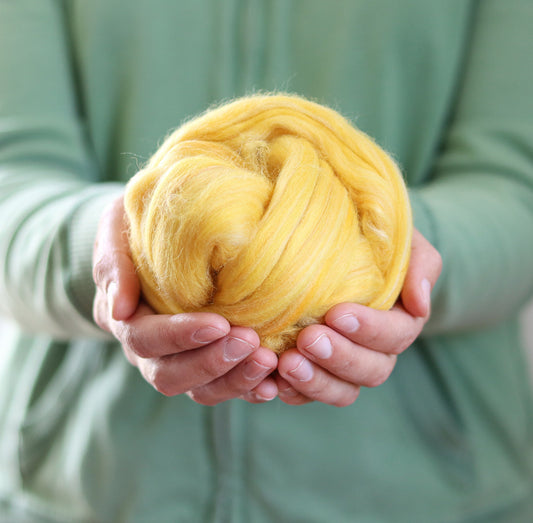 Sunshine Yellow - Merino Wool/Silk Blend Roving