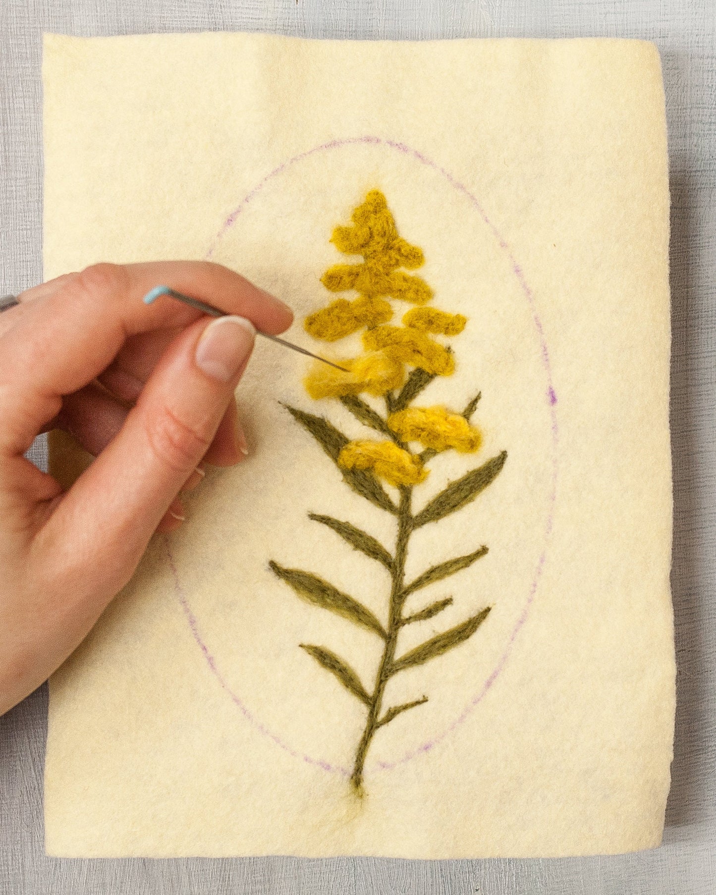 Goldenrod Wall Hanging - Needle Felting Kit -  Beginner