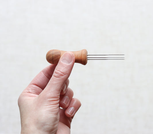 Cherry Wood Needle Felting Tool - holds up to 3 needles