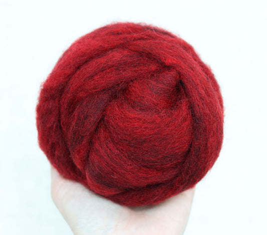 Cranberry Red - Corriedale Sliver for Needle Felting, Wet Felting, and Spinning