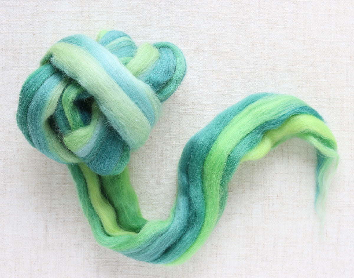 Giverny Greens and Blues - Merino Wool Roving