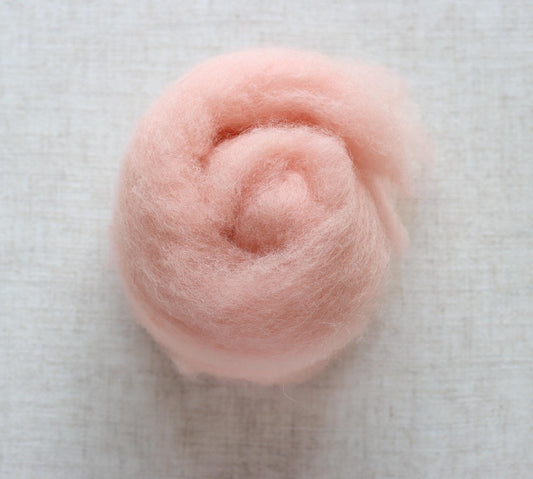 Hollyhock Pink Carded Maori Wool Batting for Needle Felting and Wet Felting - 1 oz.