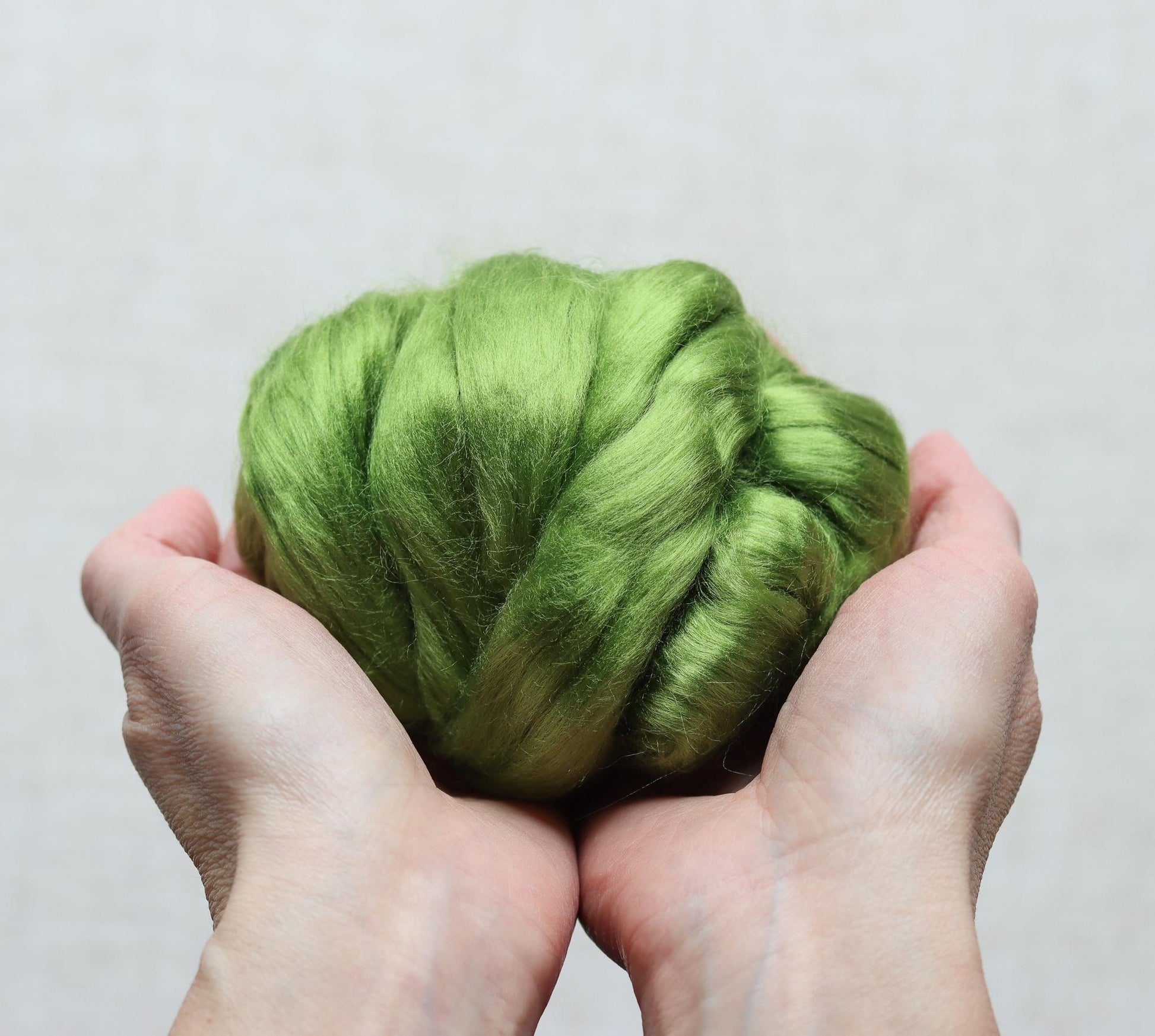Leaf Green Viscose Roving for Wet Felting, Needle Felting, and Spinning - 1 oz.