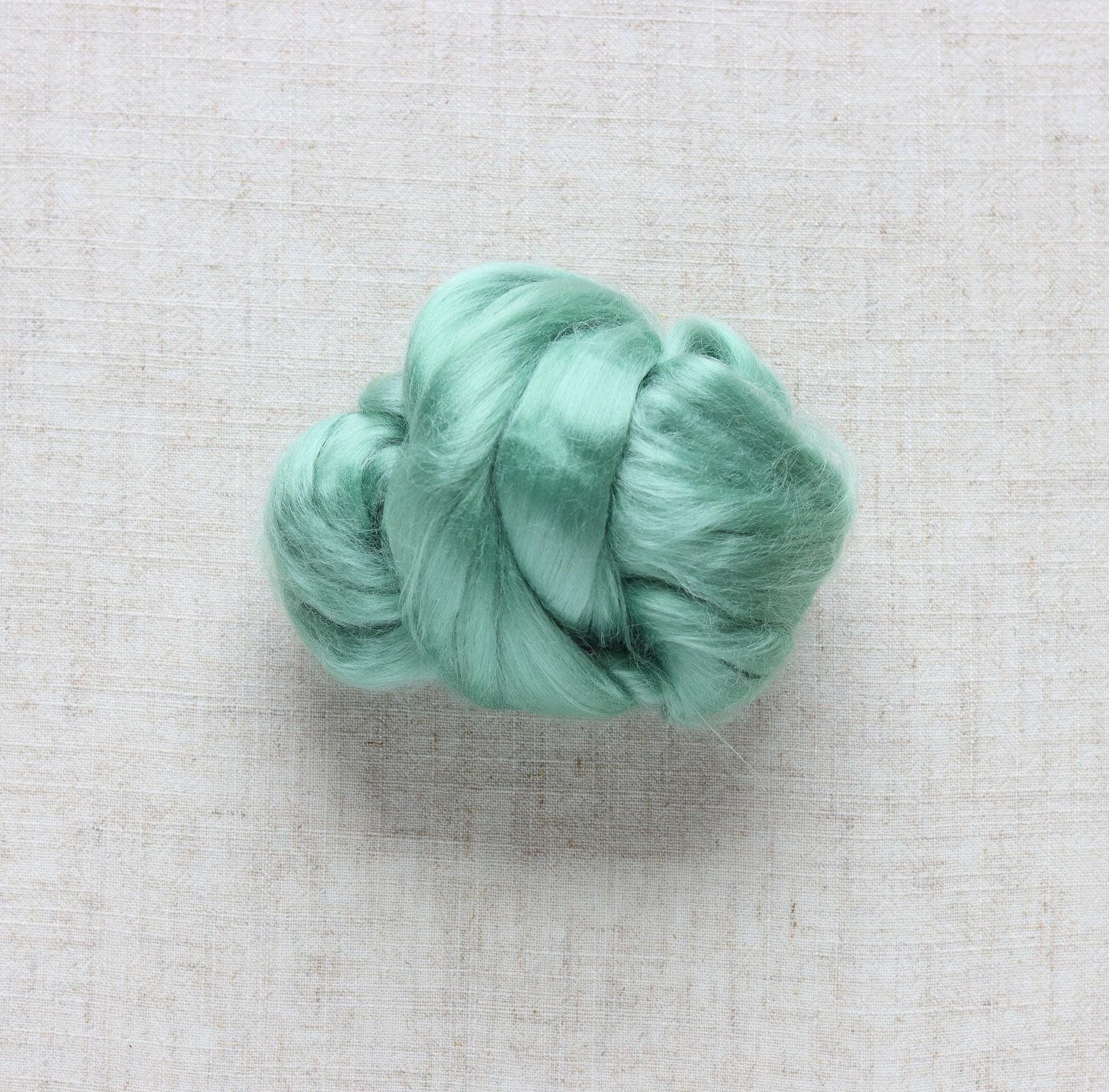 Picnic Green Viscose Roving for Wet Felting, Needle Felting, and Spinning - 1 oz.
