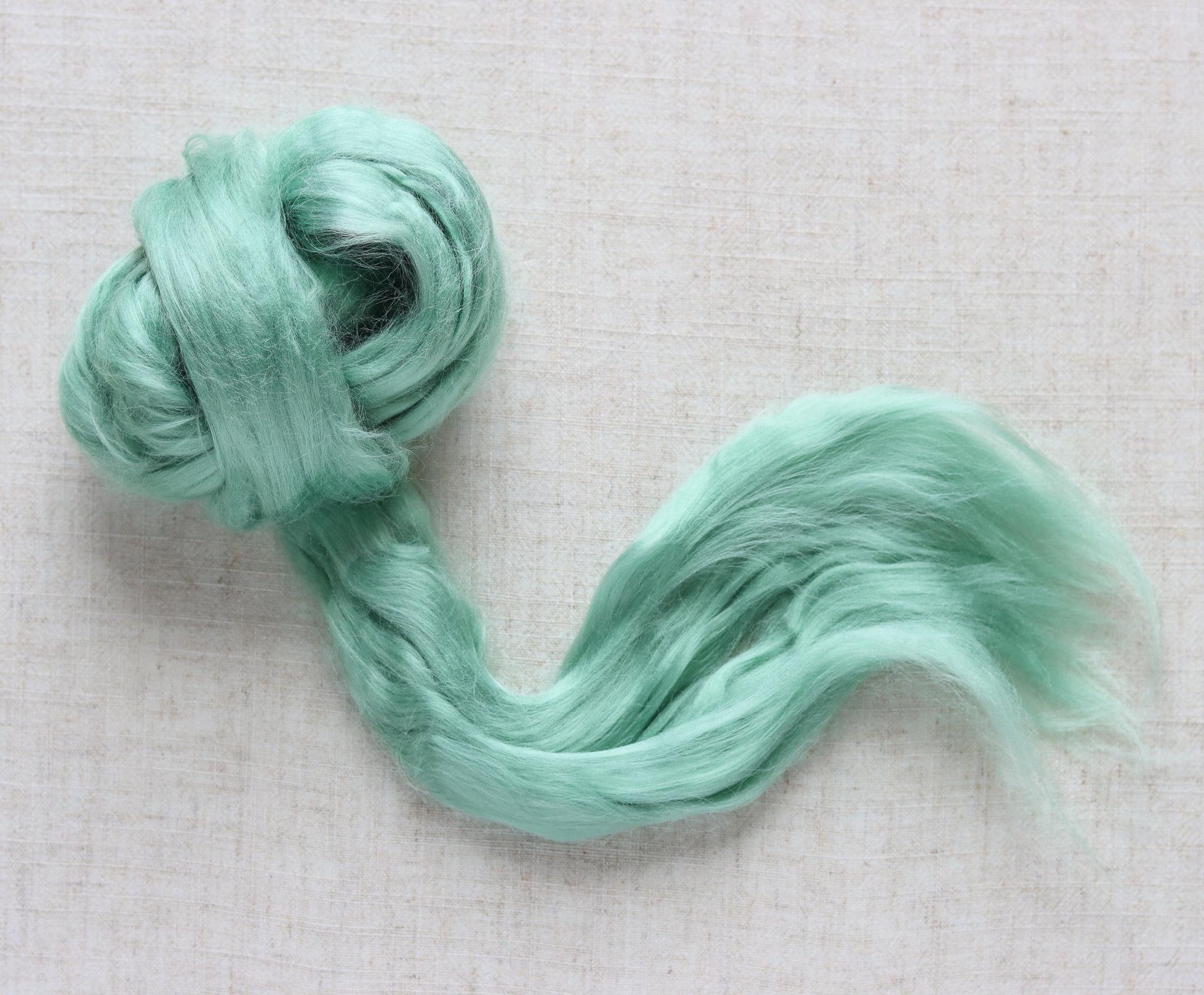 Picnic Green Viscose Roving for Wet Felting, Needle Felting, and Spinning - 1 oz.