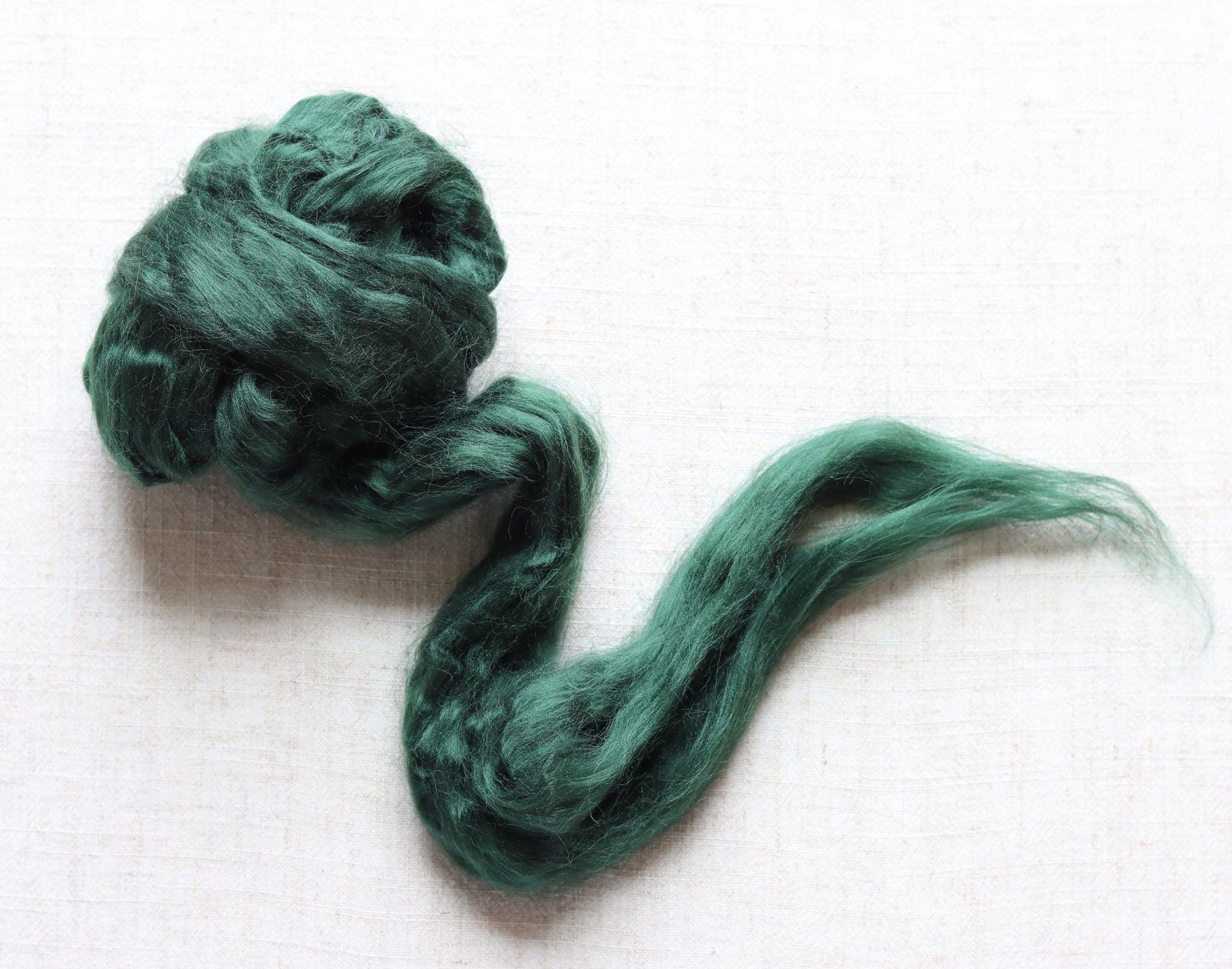 Fir Green Viscose Roving for Wet Felting, Needle Felting, and Spinning - 1 oz.