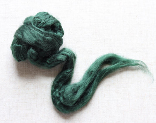 Fir Green Viscose Roving for Wet Felting, Needle Felting, and Spinning - 1 oz.