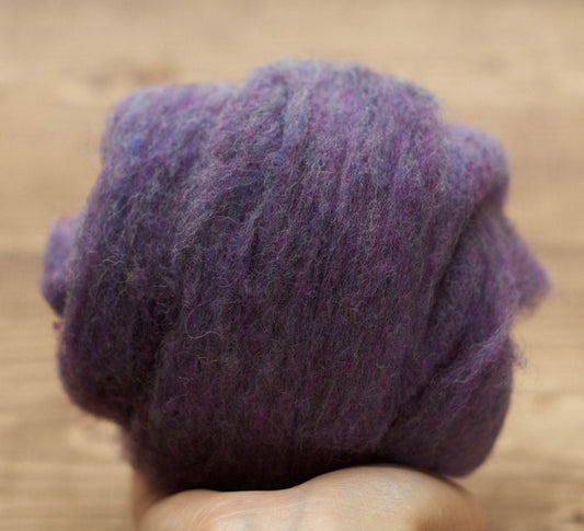 Purple Mountain Carded Wool Batt for Needle Felting, Wet Felting, and Spinning - 1 oz.