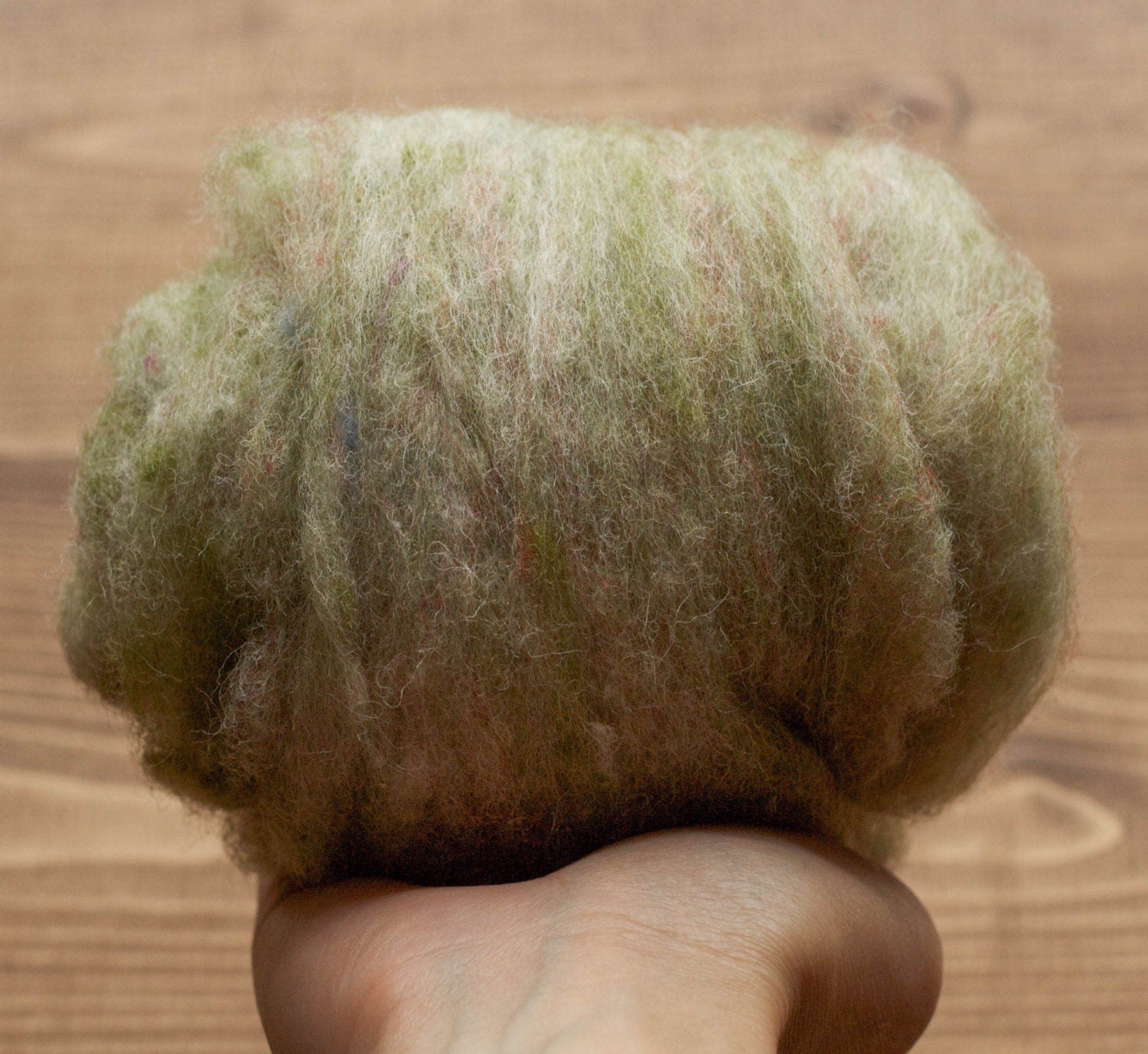 New Jade Green Needle Felting Wool, Wool Batting, Batts, Wet Felting, Spinning, Dyed Felting Wool, Light Green, Sage, Fiber Art Supplies