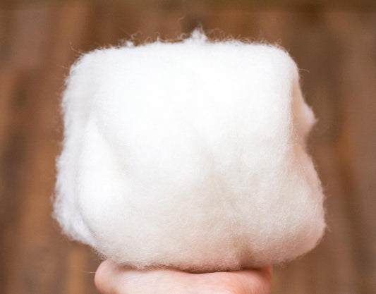 Snow White Carded Maori Wool Batting for Needle Felting and Wet Felting - 1 oz.