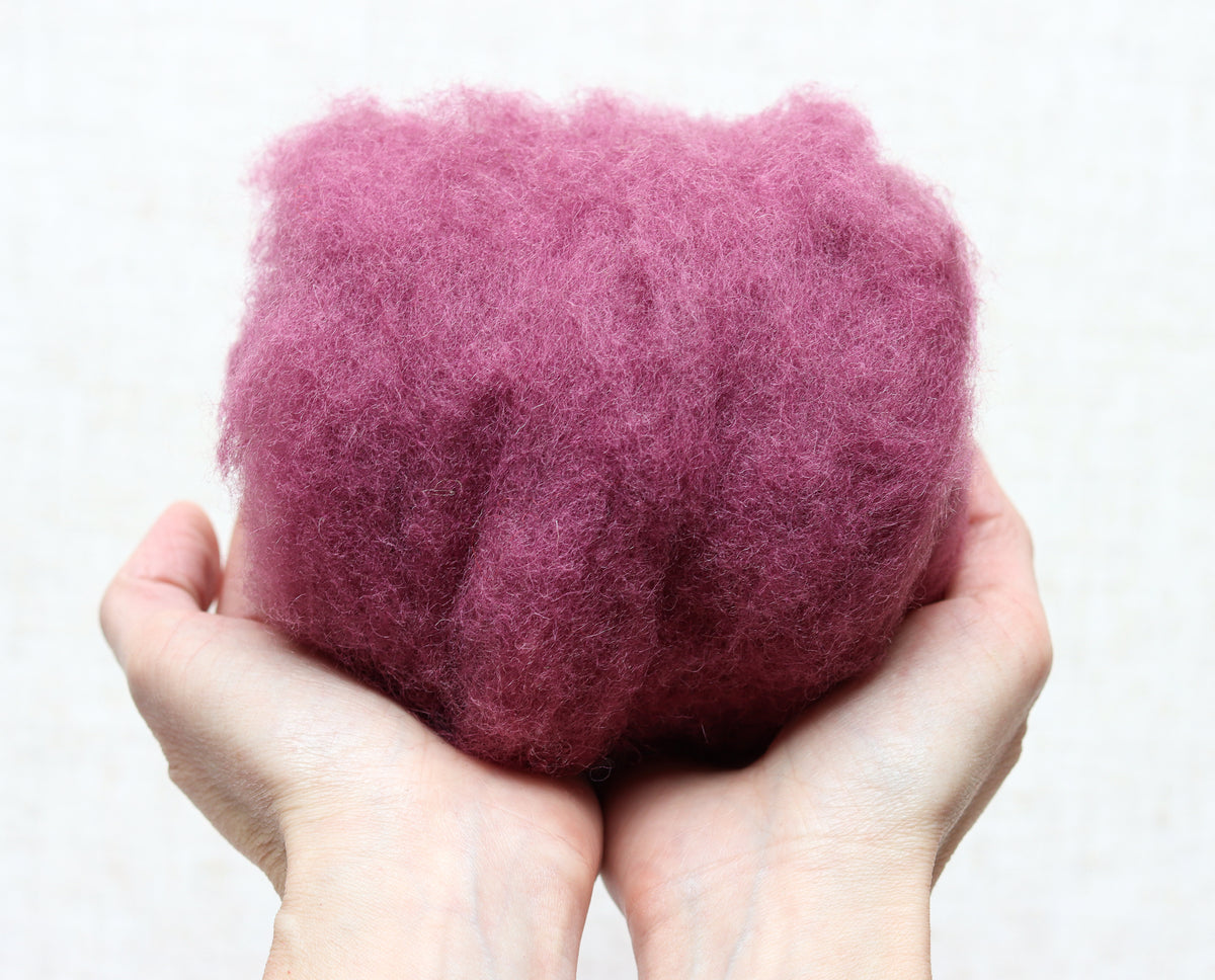 Onion Purple Carded Maori Wool Batting for Needle Felting and Wet Felting - 1 oz.
