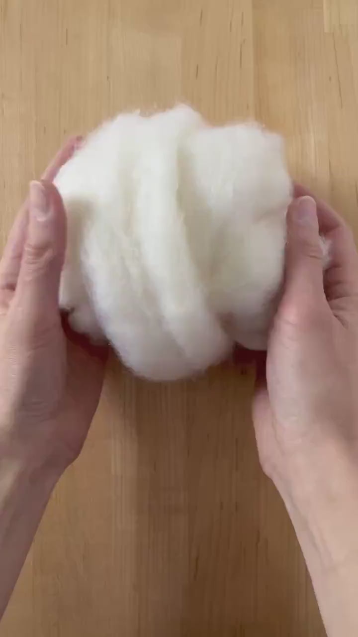 Snowfall - Carded Corriedale Sliver for Needle Felting, Wet Felting, Spinning, Weaving - 1 oz.