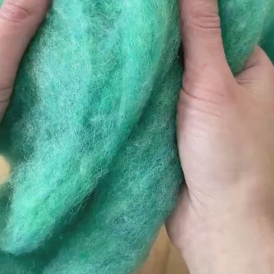 Sea Green - Wool Batting for Needle Felting, Wet Felting - 1 oz.