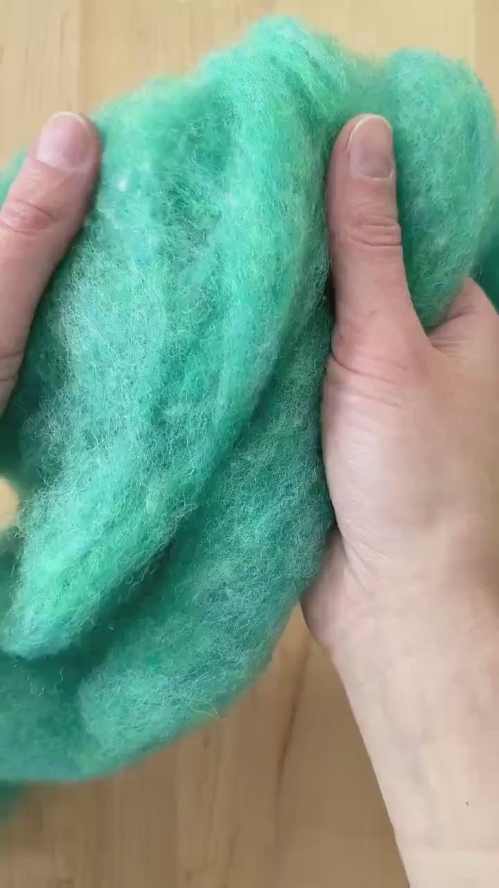 Sea Green - Wool Batting for Needle Felting, Wet Felting - 1 oz.