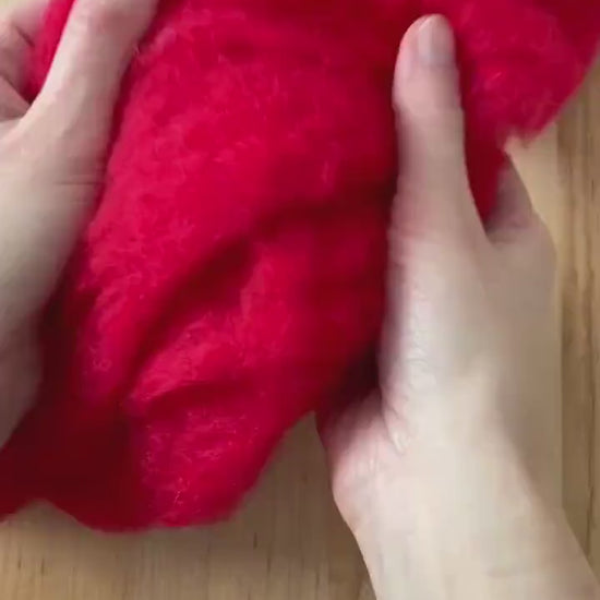 Needle Felting Wool Batting, Classic Red, Batts, Wet Felting, Spinning, Dyed Felting Wool, Holly Red, Christmas Red, Fiber Art Supplies
