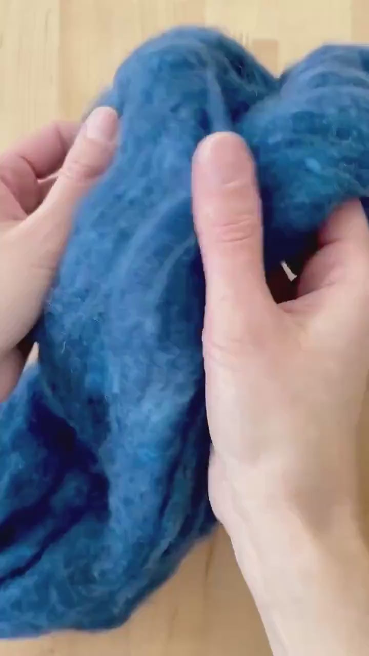 Indigo Bunting Blue Needle Felting Wool, Wool Batting, Batts, Fleece, Wet Felting, Spinning, Dyed Felting Wool, Cobalt, Fiber Art Supplies