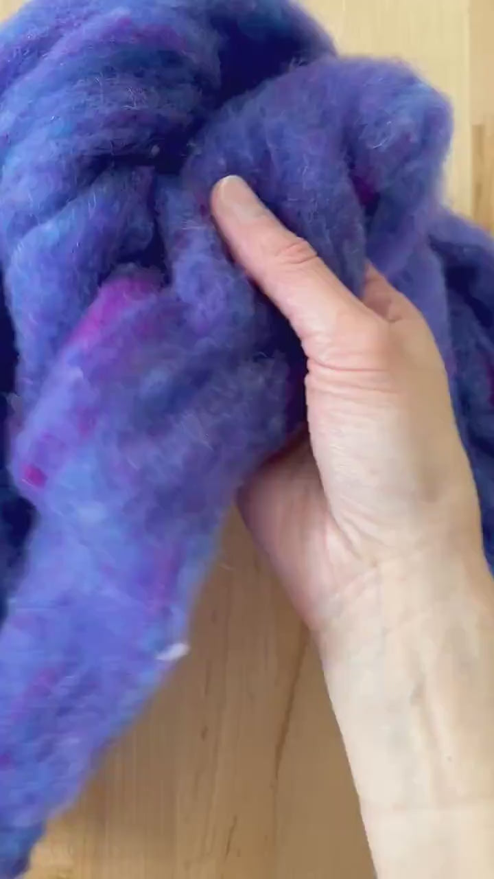 Needle Felting Wool, Batting, Wet Felting, Iris, Blue Violet, Purple, Fleece, Batts, Wet Felting, Spinning, Dyed Wool, Fiber Art Supplies