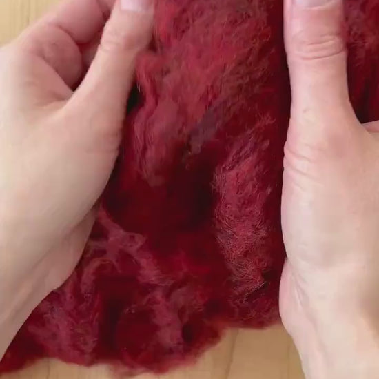 Rust Red Wool Batting for Needle Felting, Wet Felting, Spinning - 1 oz.