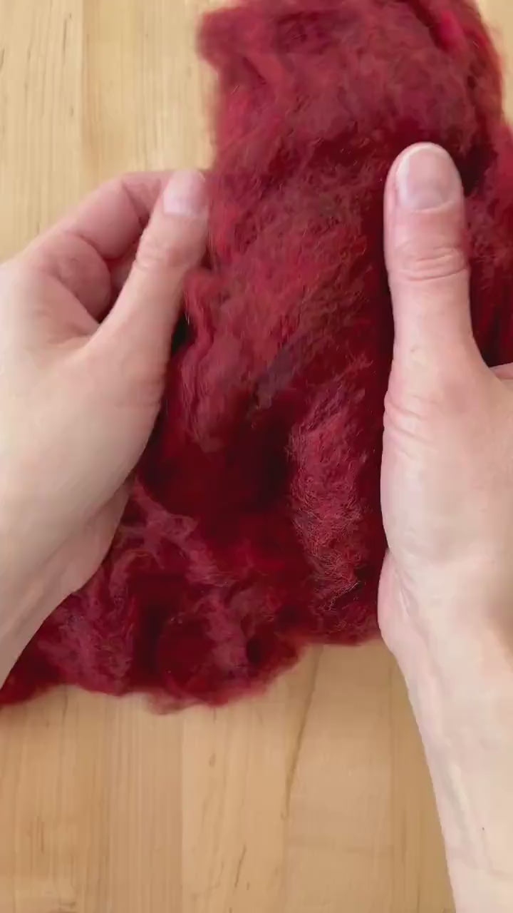 Rust Red Wool Batting for Needle Felting, Wet Felting, Spinning - 1 oz.