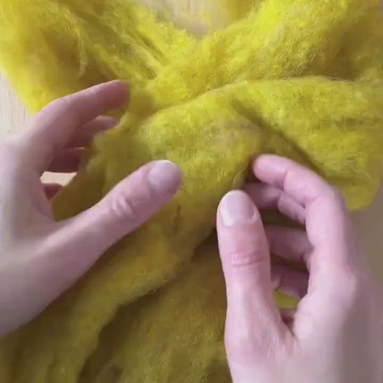 Goldenrod Yellow Carded Wool Batt for Needle Felting, Wet Felting, and Spinning - 1 oz.