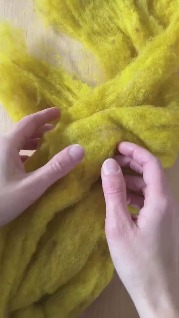 Goldenrod Yellow Carded Wool Batt for Needle Felting, Wet Felting, and Spinning - 1 oz.