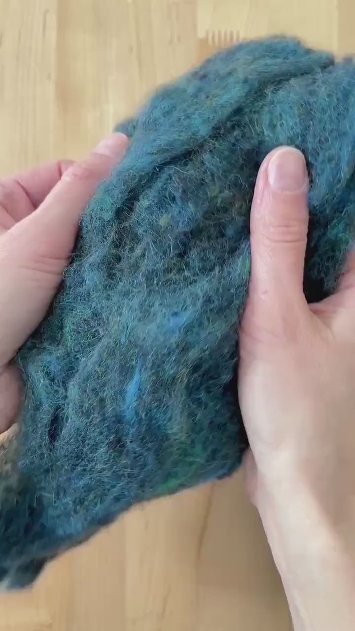 Deep Sea - Wool Batting for Needle Felting, Wet Felting, Spinning - 1 oz.