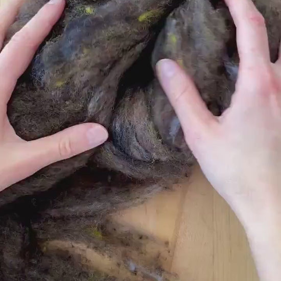 Black Walnut Needle Felting Wool, Wool Batting, Batts, Fleece, Wet Felting, Spinning, Dark Brown, Dyed Felting Wool, Fiber Art Supplies
