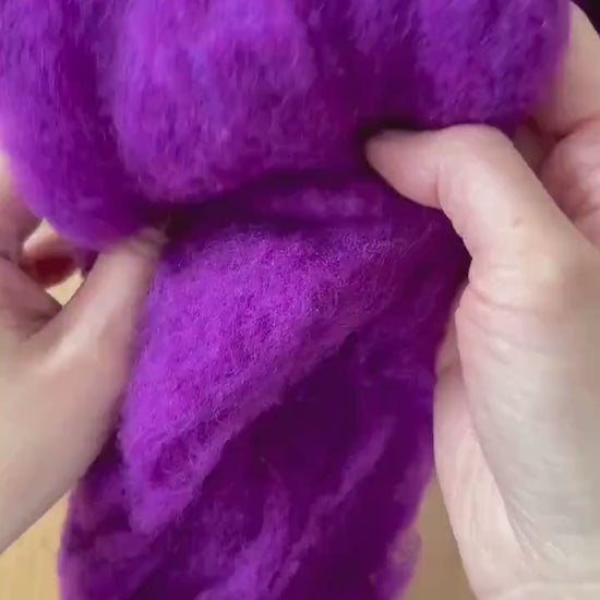 Purple Wool Batting for Needle Felting, Wet Felting, Spinning, Weaving - 1 oz.