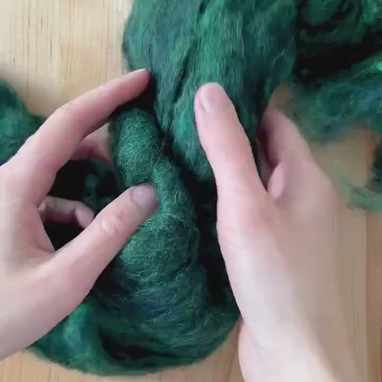 Needle Felting Wool Batting, Evergreen, Forest Green, Batts, Wet Felting, Spinning, Weaving, Dyed Felting Wool, Crafting, Fiber Art Supplies