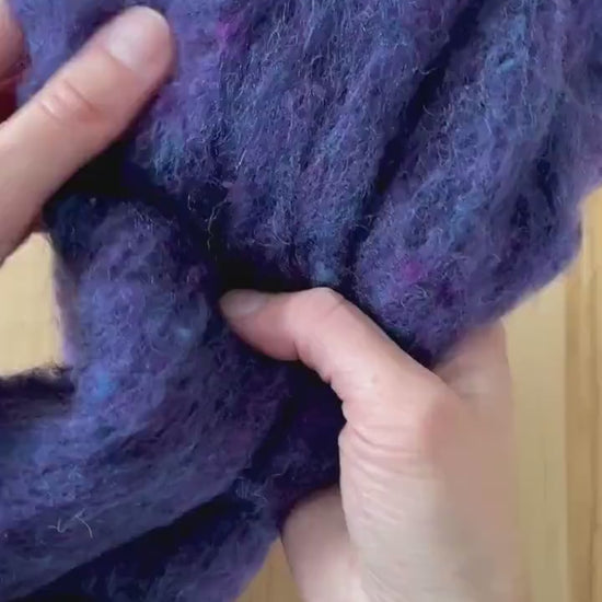 Blue Hyacinth Needle Felting Wool, Wool Batting, Batts, Wet Felting, Spinning, Dyed Felting Wool, Blue Violet, Dark Blue, Fiber Art Supplies