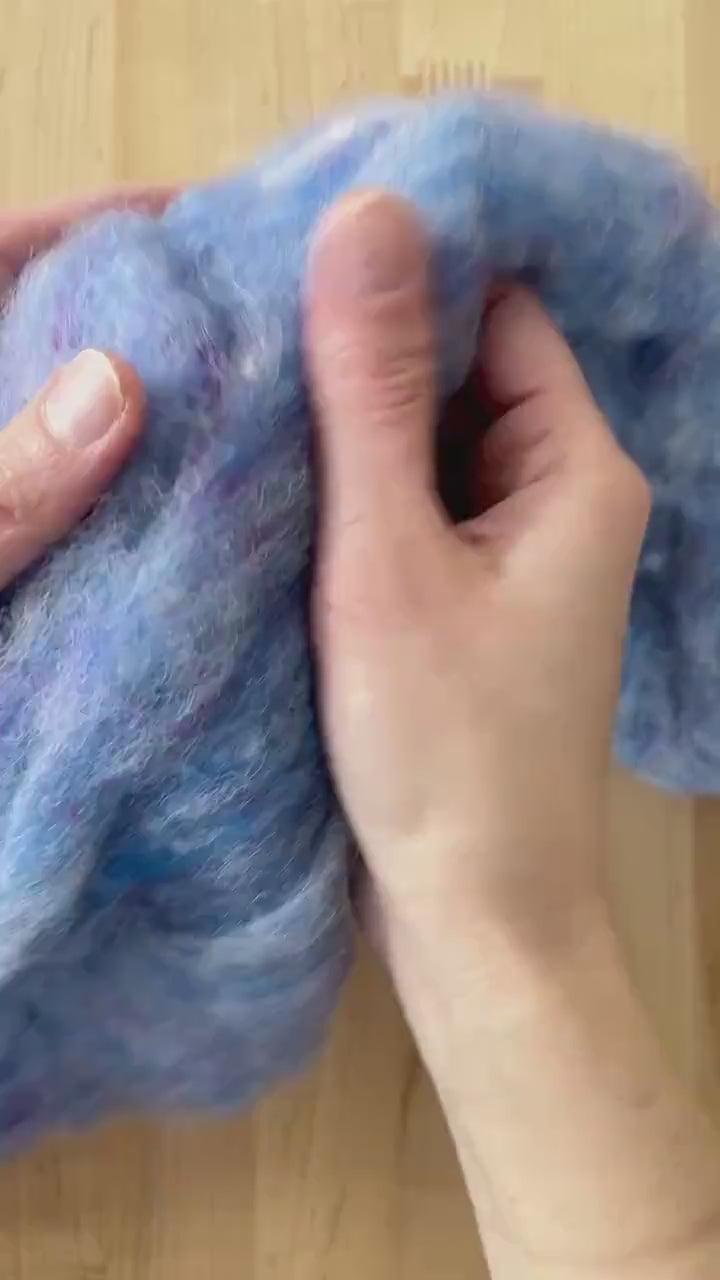 Cornflower Blue - Wool Batting for Needle Felting, Wet Felting, Spinning - 1 oz.