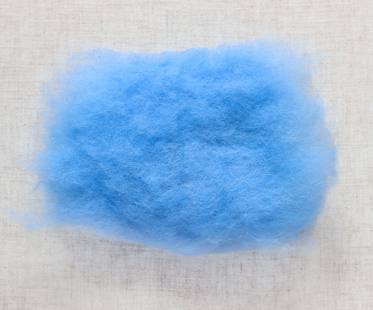 September Blue Carded Maori Wool Batting for Needle Felting and Wet Felting - 1 oz.